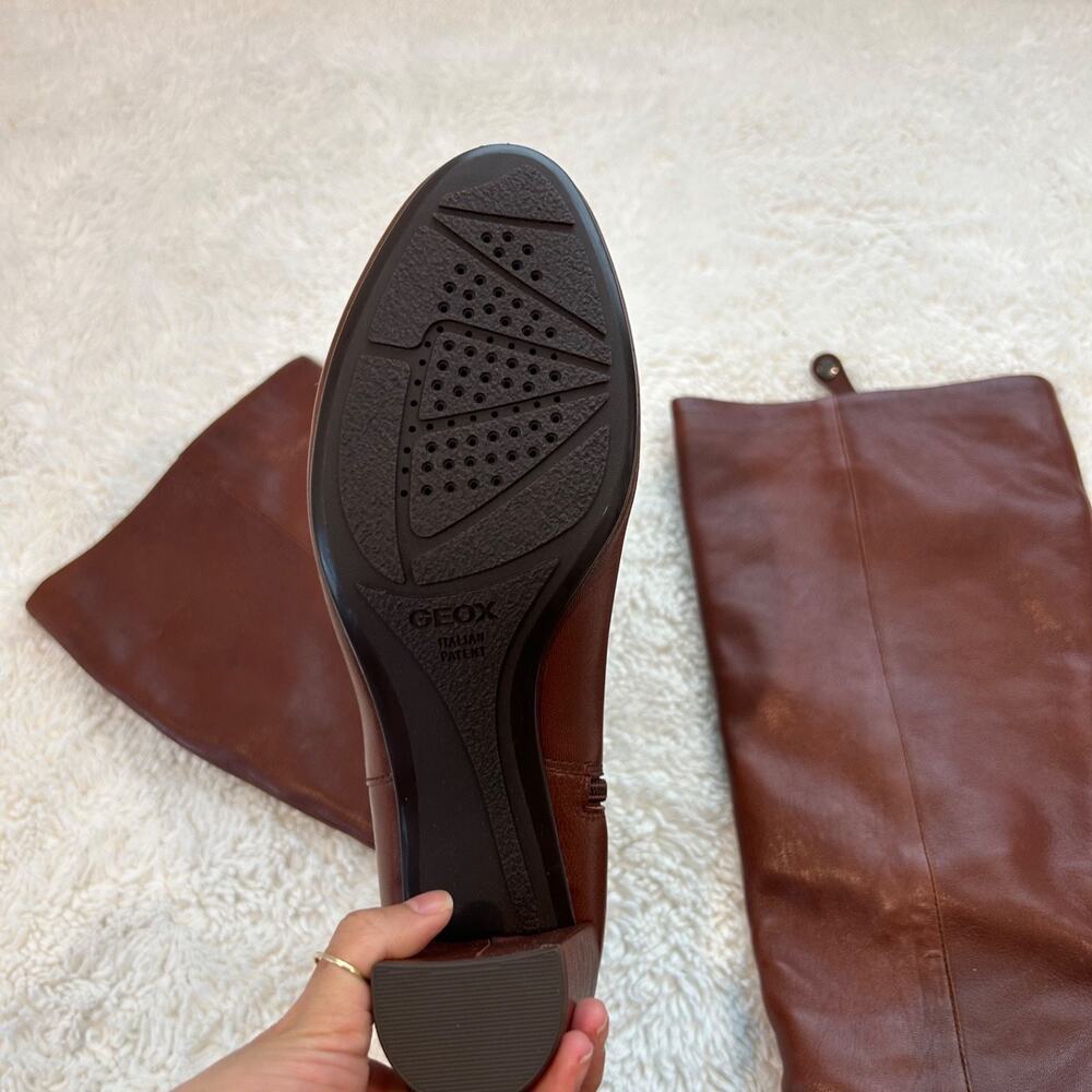 Geox Womens VTG Brown Leather Knee High Heel Boots Boho Chic Western Cowboy 9 - Picture 6 of 8